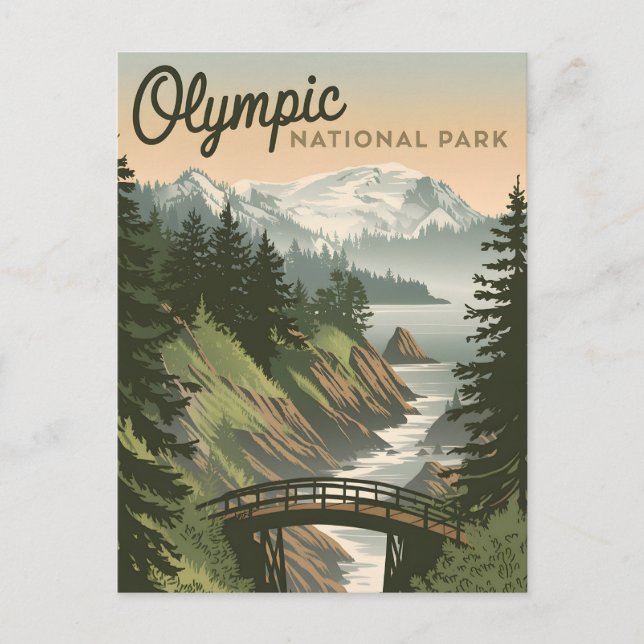 Olympic National Park Vintage Postcard (Front)