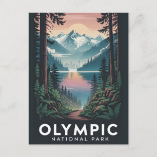 Olympic National Park Vintage Travel Poster Postcard