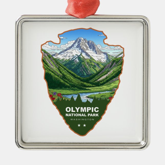 Olympic National Park Washington Arrowhead Metal Tree Decoration (Front)