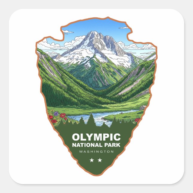 Olympic National Park Washington Arrowhead Square Sticker (Front)