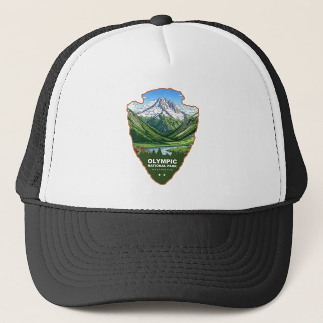 Olympic National Park Washington Arrowhead Trucker Hat (Front)