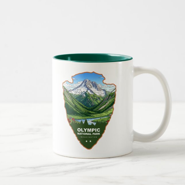 Olympic National Park Washington Arrowhead Two-Tone Coffee Mug (Right)