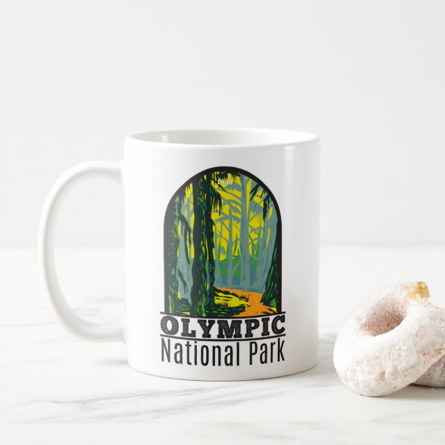 Olympic National Park Washington Hoh Rainforest Coffee Mug (With Donut)