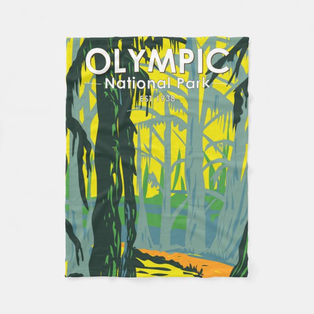 Olympic National Park Washington Hoh Rainforest Fleece Blanket (Front)