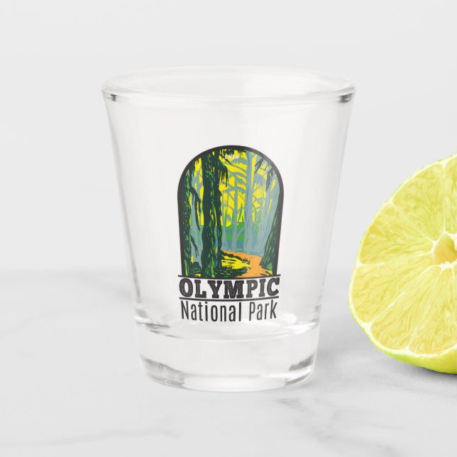 Olympic National Park Washington Hoh Rainforest Shot Glass (Front)