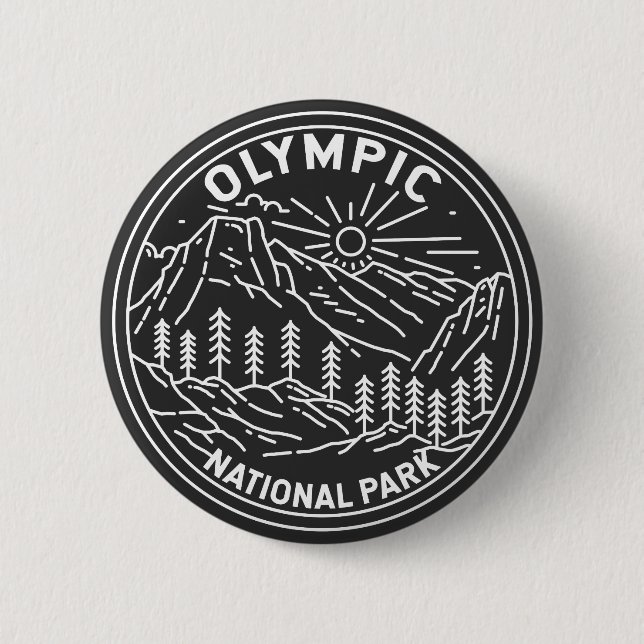 Olympic National Park Washington Monoline  6 Cm Round Badge (Front)