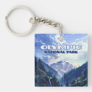 Olympic National Park Washington Mountains Vintage Key Ring