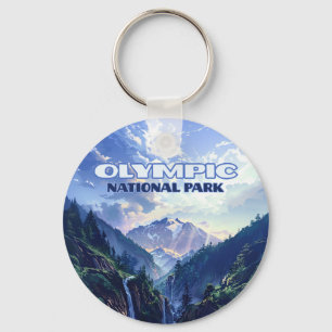 Olympic National Park Washington Mountains Vintage Key Ring