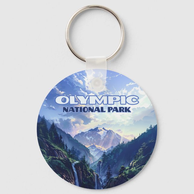 Olympic National Park Washington Mountains Vintage Key Ring (Front)