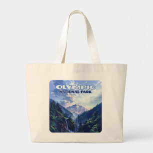 Olympic National Park Washington Mountains Vintage Large Tote Bag