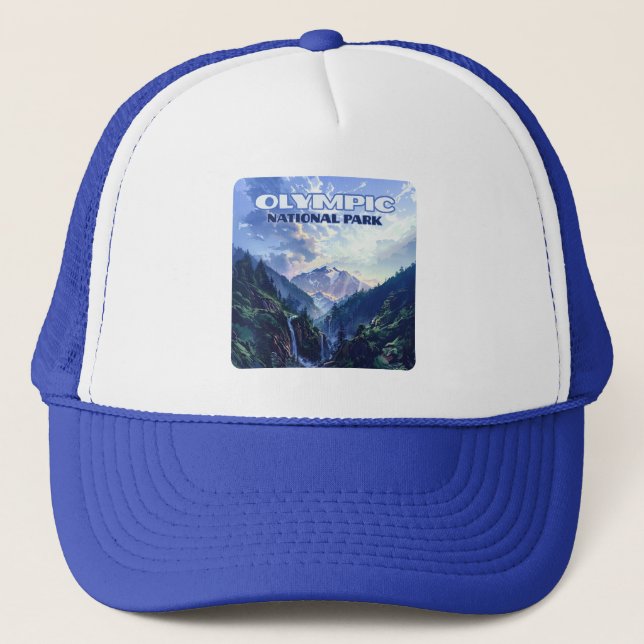 Olympic National Park Washington Mountains Vintage Trucker Hat (Front)