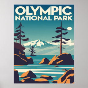 Olympic National Park Washington Rocky Beach Poster