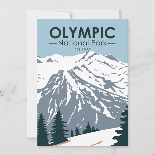 Olympic National Park Washington Vintage  Holiday Card (Front)