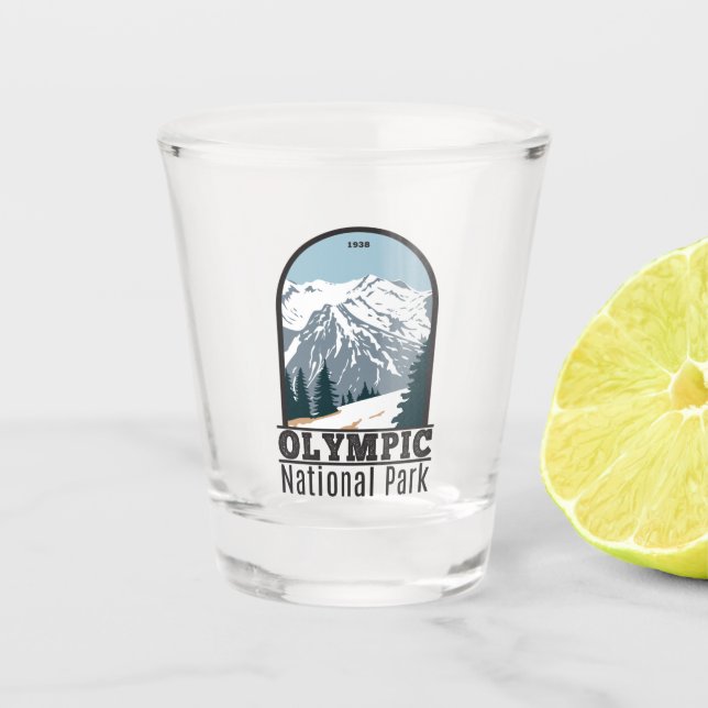 Olympic National Park Washington Vintage Shot Glass (Front)