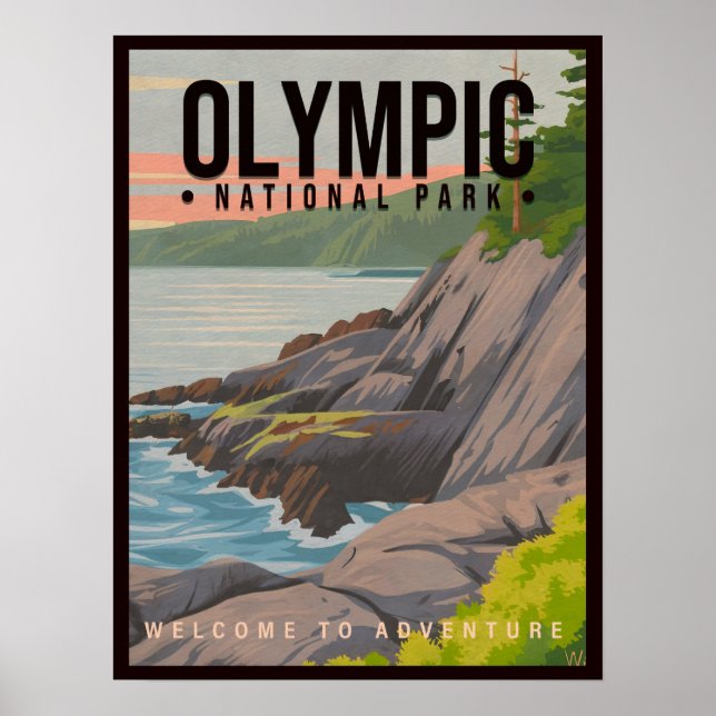 Olympic National Park Washington Vintage Souvenir Poster (Front)