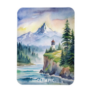 Olympic National Park Watercolor Painting Magnet