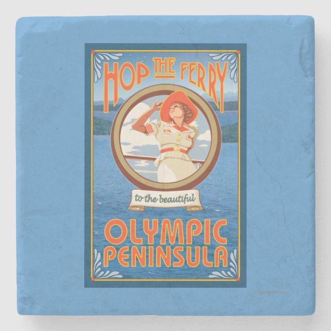 Olympic Peninsula, WashingtonHop the Ferry Stone Coaster (Front)