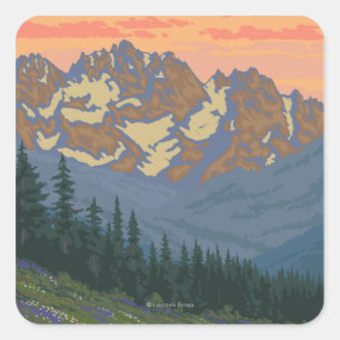 Olympic Peninsula, WashingtonSpring Flowers Square Sticker