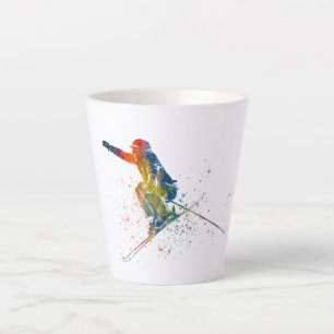 Olympic ski competition in watercolor latte mug