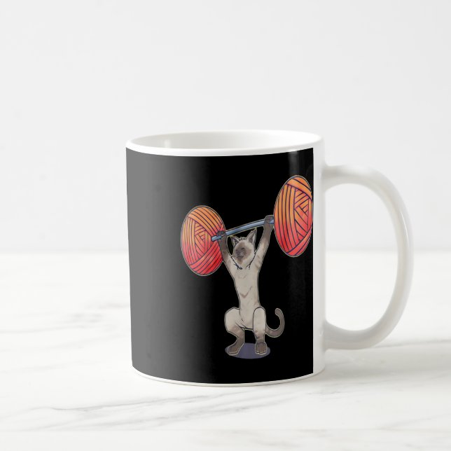 Olympic Snatch Siamese Cat Weightlifting Bodybuild Coffee Mug (Right)