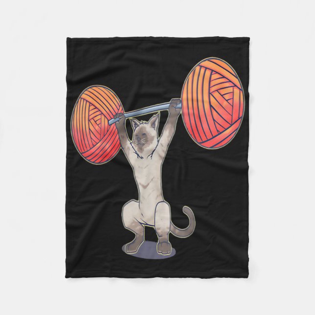 Olympic Snatch Siamese Cat Weightlifting Bodybuild Fleece Blanket (Front)