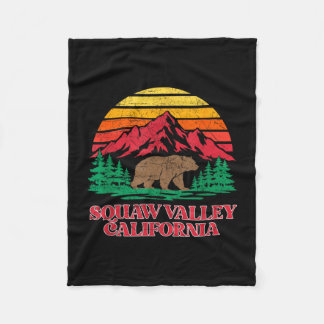 Olympic valley california grizzly bear vintage fleece blanket