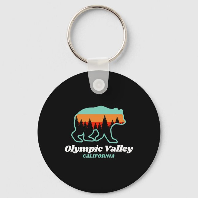 Olympic Valley California Skiing Snowboarding Bear Key Ring (Front)