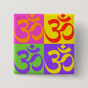 Om 15 Cm Square Badge