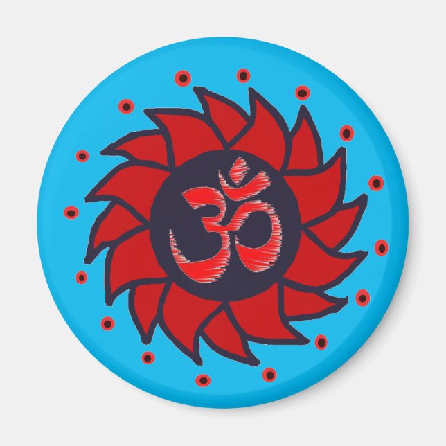 Om and Red Pinwheel - Yoga Magnets (Front)