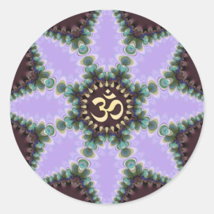 OM Art Purple Fractal Flower Classic Round Sticker