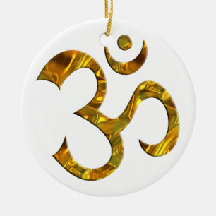OM / AUM - GOLD CERAMIC TREE DECORATION