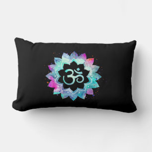 *~* Om Aum Lumbar Turquoise Blue Magenta black Lumbar Cushion