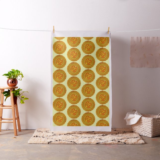 Om / Aum Mandala Design yellow orange + your ideas Fabric (In Situ)