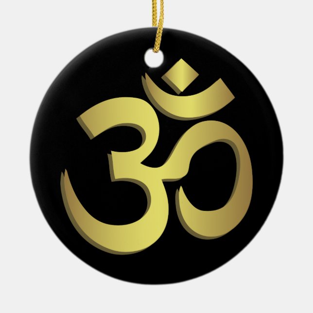 Om ( Aum ) Namaste yoga symbol Ceramic Tree Decoration (Front)
