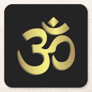 Om ( Aum ) Namaste yoga symbol Square Paper Coaster