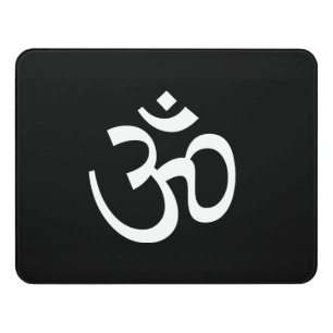 Om Aum outline Icon, Hinduism Symbol, black white Door Sign