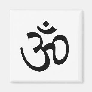 Om Aum outline Icon, Hinduism Symbol, black white Magnet