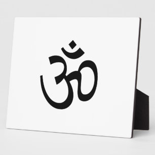 Om Aum outline Icon, Hinduism Symbol, black white  Plaque