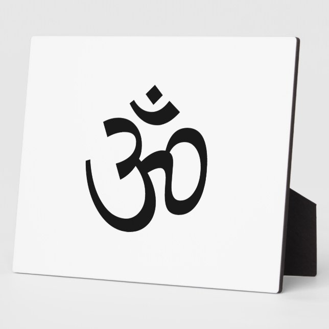 Om Aum outline Icon, Hinduism Symbol, black white  Plaque (Side)