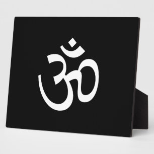 Om Aum outline Icon, Hinduism Symbol, black white  Plaque