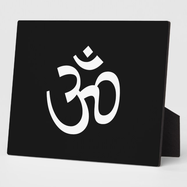 Om Aum outline Icon, Hinduism Symbol, black white  Plaque (Side)