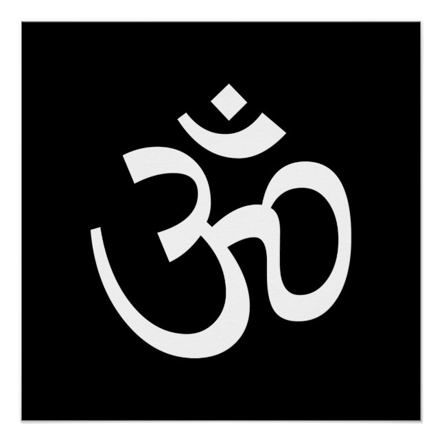 Om Aum outline Icon, Hinduism Symbol, black white  Poster (Front)