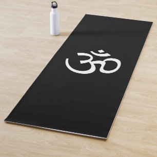 Om Aum outline Icon, Hinduism Symbol, black white Yoga Mat