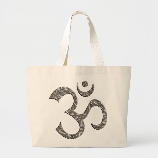 OM / AUM - SILVER LARGE TOTE BAG (Front)