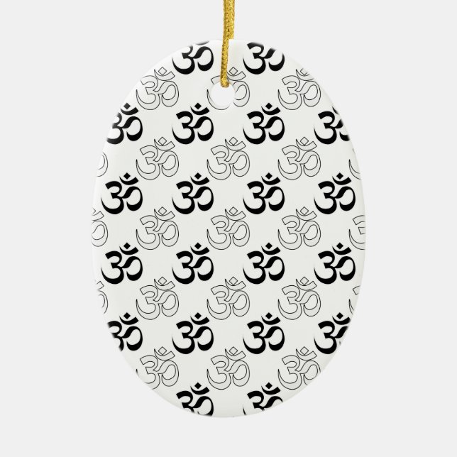 Om, Aum Symbol Ceramic Tree Decoration (Front)