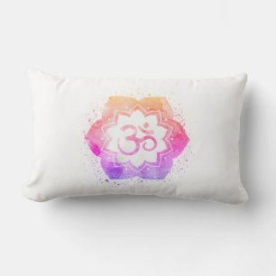 *~* OM AUM Symbol Ombre Flower  Lotus Mandala Lumbar Cushion