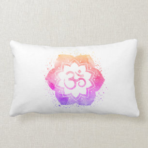 *~* OM AUM Symbol Ombre Flower  Lotus Mandala Lumbar Cushion