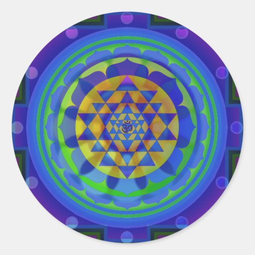 Image of Om (AUM) Yantra mandala Classic Round Sticker