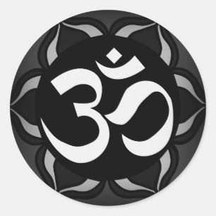 Om Black & White Peace Symbol Classic Round Sticker