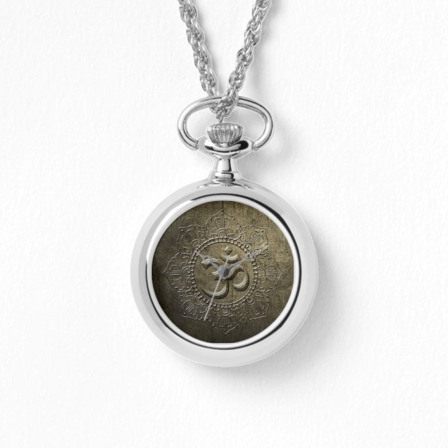 Om Buddhist Symbol 5 metal embossed Digital Effect Watch (Front)